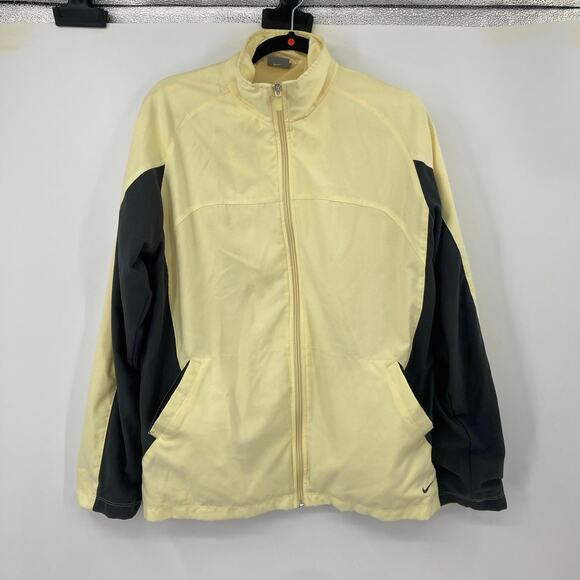 Vintage Nike Y2K Light Yellow Gray Color-block Zip Pocket Jacket Women’s Large - Picture 1 of 13
